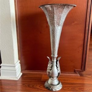 Unique Aluminum Vase 23” Inches Tall Decoration Only Trumpet Look Skinny.